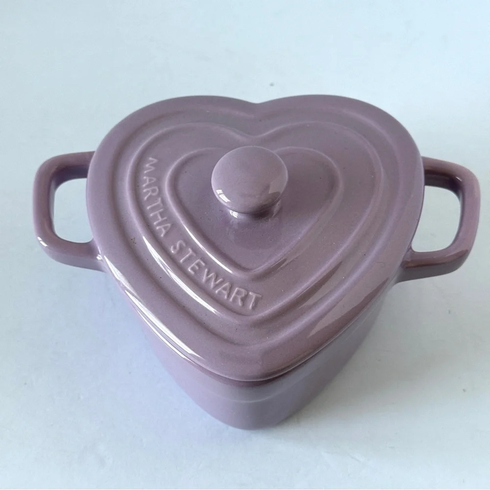 Martha Stewart Heart Cocottes Stoneware - Lavender